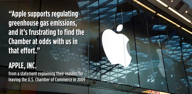 Apple supports regulating greenhouse gases, and it's frustrating to find the Chamber at odds with us in that effort - Apple Inc.